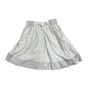 LIFE IN PROGRESS Y2K Gray Chambray Stripe Cord Nautical Tie Pocketed Skirt Sz s